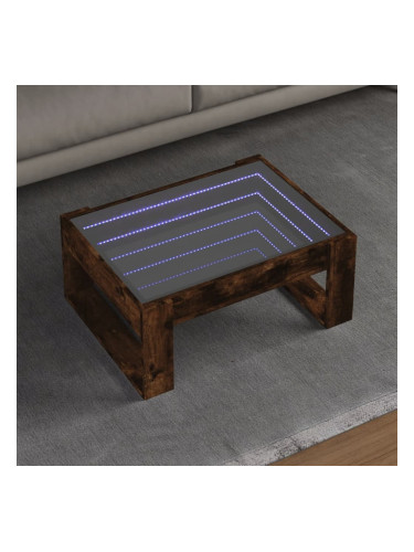 Sonata H Маса за кафе с Infinity LED, опушен дъб, 70x53x30 см