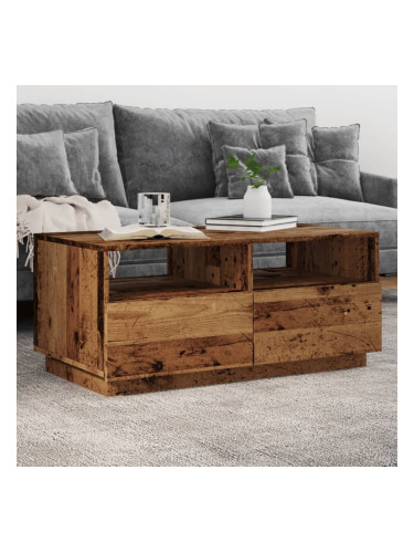 Sonata H Маса за кафе с LED осветление, старо дърво, 90x49x40 см