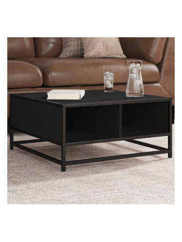 Sonata H Кафе маса, черна, 60,5x60,5x30 см, инженерно дърво и метал