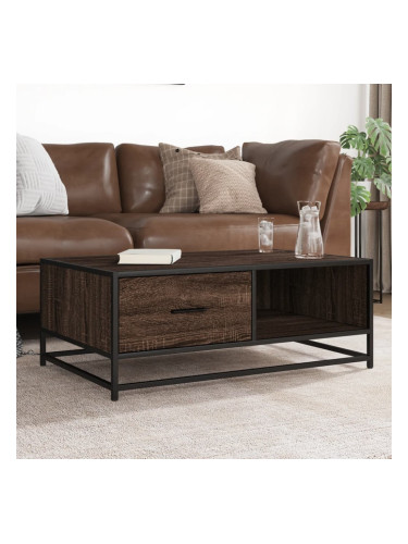 Sonata H Кафе маса, кафяв дъб, 90x57x35 см, инженерно дърво и метал