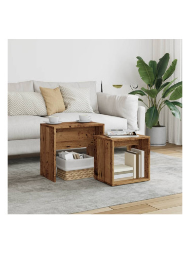 Sonata H Стифиращи кафе маси, 2 бр, старо дърво, инженерно дърво