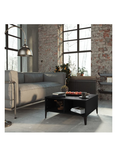 Sonata H Кафе маса, черна, 60x60x30 см, инженерно дърво