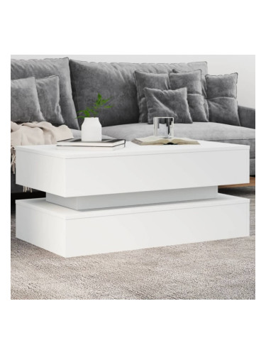 Sonata H Маса за кафе с LED осветление, бяла, 90x50x40 см