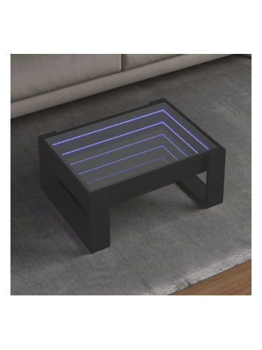 Sonata H Маса за кафе с Infinity LED, черна, 70x53x30 см