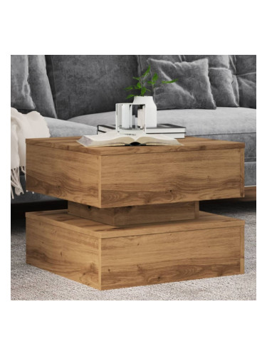 Sonata H Маса за кафе с LED осветление, дъб артизан, 50x50x40 см