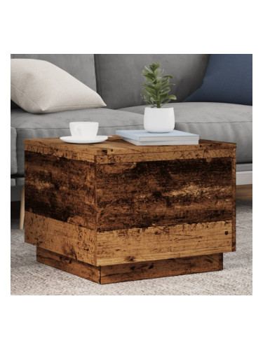 Sonata H Маса за кафе с LED осветление, старо дърво, 50x50x40 см