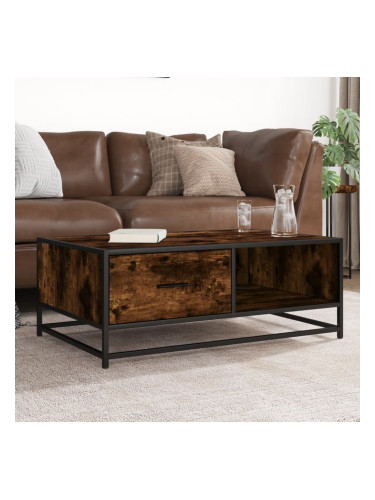 Sonata H Кафе маса, опушен дъб, 90x57x35 см, инженерно дърво и метал