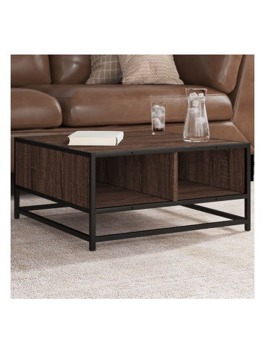 Sonata H Кафе маса, кафяв дъб, 60,5x60,5x30 см, инженерно дърво и метал