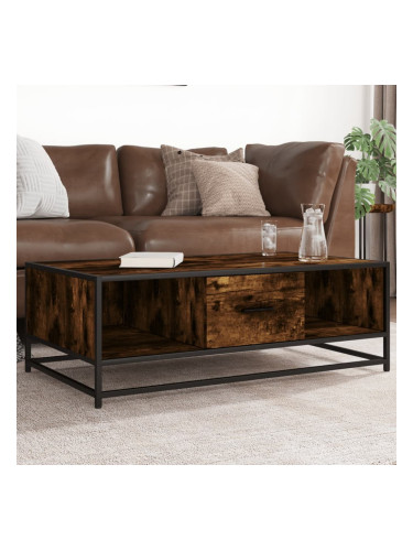 Sonata H Кафе маса, опушен дъб, 100x57x35 см, инженерно дърво и метал