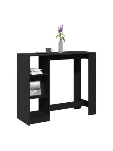 Sonata H Бар маса с рафт, черна, 124x46x103,5 см, инженерно дърво