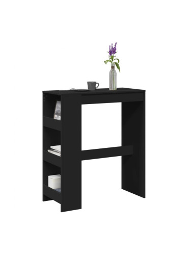 Sonata H Бар маса с рафтове, черна, 90x40x103,5 см, инженерно дърво