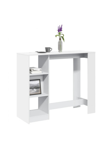 Sonata H Бар маса с рафт, бяла, 124x46x103,5 см, инженерно дърво