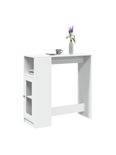 Sonata H Бар маса с рафтове, бяла, 101x40x103,5 см, инженерно дърво