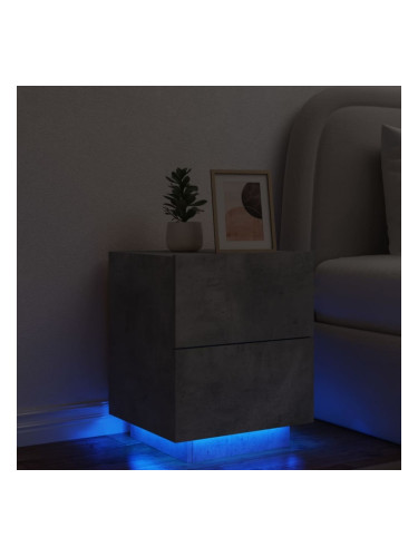 Sonata H Нощно шкафче с LED осветление, бетонно сив, инженерно дърво