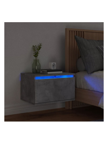 Sonata H Нощно шкафче за стена с LED осветление, бетонно сиво