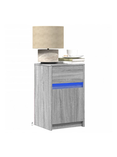 Sonata H Нощни шкафчета с LED, 2 бр, сив сонома, инженерна дървесина