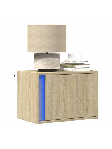 Sonata H Нощни шкафчета за стена с LED осветление, 2 бр, сонома дъб