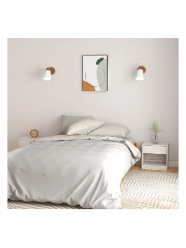 Sonata H Нощни шкафчета, 2 бр, бели, 40x31x40 см, борово дърво масив