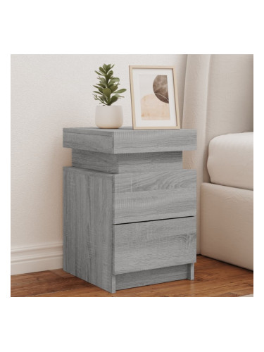 Sonata H Нощно шкафче с LED осветление, сив сонома, 35x39x55 см