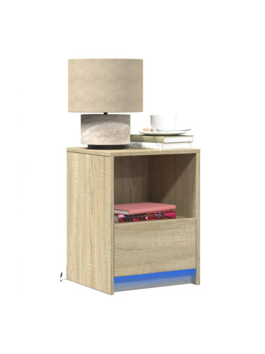 Sonata H Нощни шкафчета с LED, 2 бр, сонома дъб, инженерно дърво