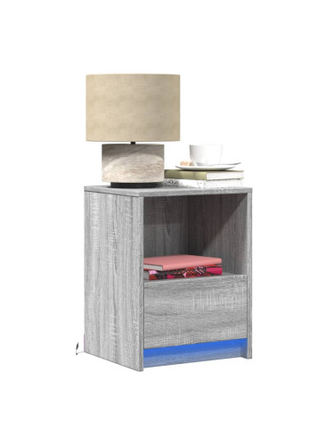 Sonata H Нощни шкафчета с LED, 2 бр, сив сонома, инженерна дървесина