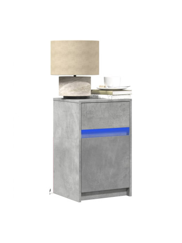 Sonata H Нощни шкафчета с LED, 2 бр, бетонно сиво, инженерна дървесина