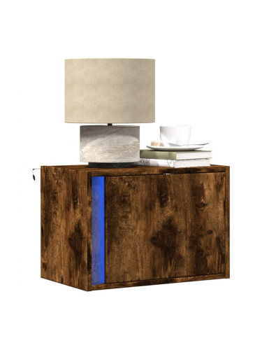 Sonata H Нощни шкафчета за стена с LED осветление, 2 бр, опушен дъб