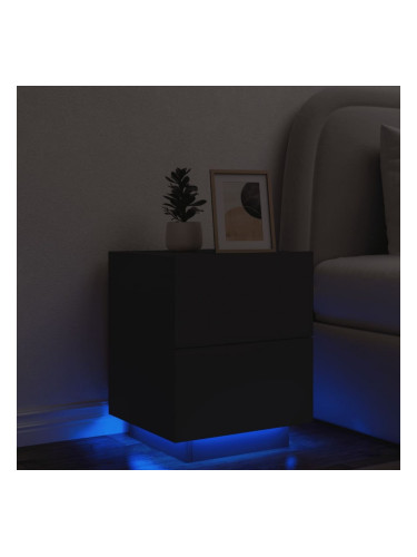 Sonata H Нощно шкафче с LED осветление, черно, инженерно дърво