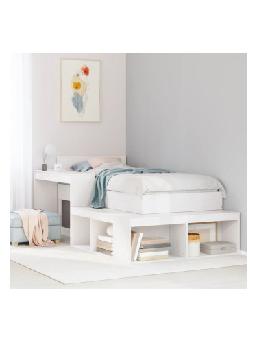 Sonata H Нощно шкафче с бюро, бяло, 222x107x75 см, борово дърво масив