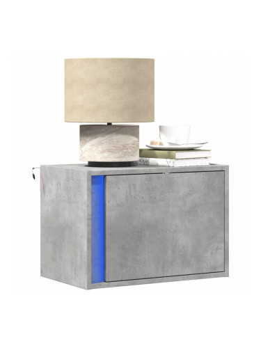 Sonata H Нощно шкафче за стена с LED осветление, бетонно сиво