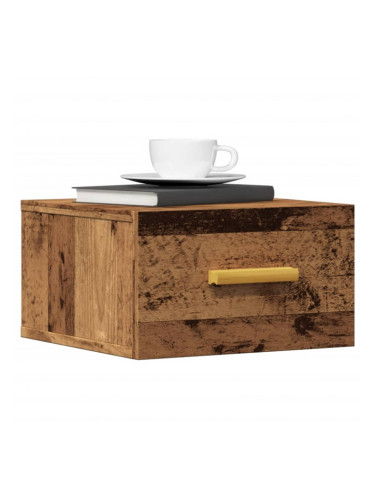 Sonata H Нощно шкафче за стенен монтаж, старо дърво, 35x35x20 см