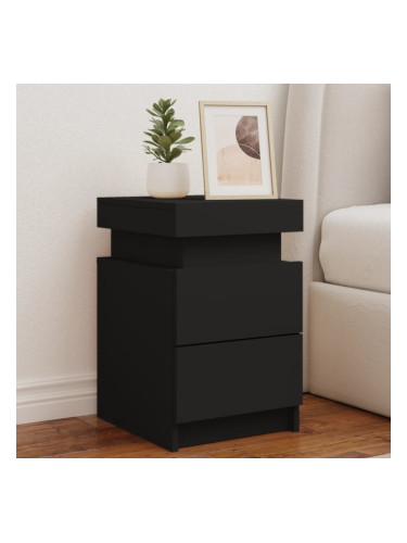Sonata H Нощно шкафче с LED осветление, черно, 35x39x55 см