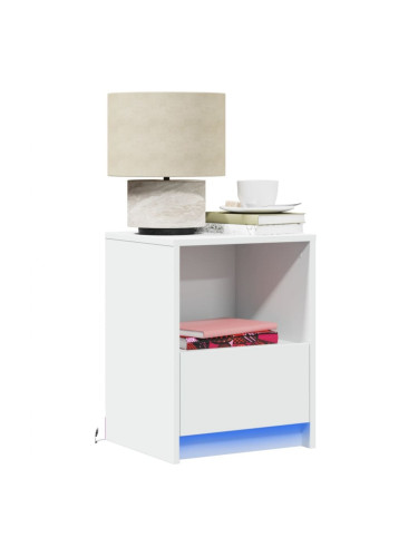 Sonata H Нощно шкафче с LED осветление, бяло, инженерно дърво