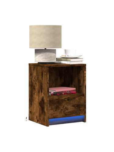 Sonata H Нощно шкафче с LED осветление, опушен дъб, инженерно дърво