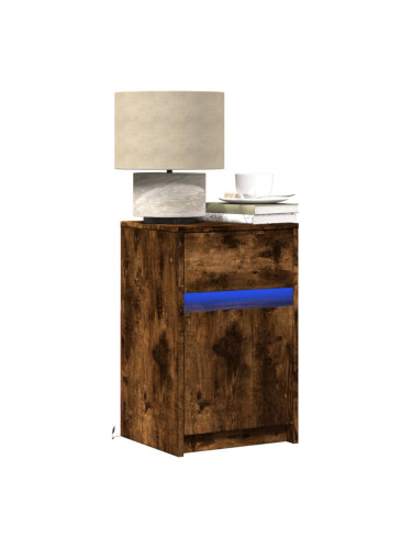 Sonata H Нощно шкафче с LED осветление, опушен дъб, инженерно дърво