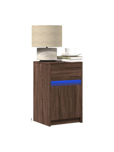 Sonata H Нощно шкафче с LED осветление, кафяв дъб, инженерно дърво