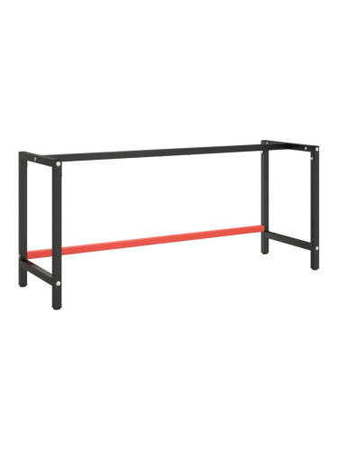 Sonata H Рамка за работна маса матово черно и червено 180x57x79 см метал