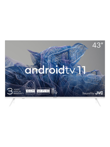 43', UHD, Android TV 11, White, 3840x2160, 60 Hz, Sound by JVC, 2x12W, 53 kWh/1000h , BT5.1, HDMI ports 4, 24 months