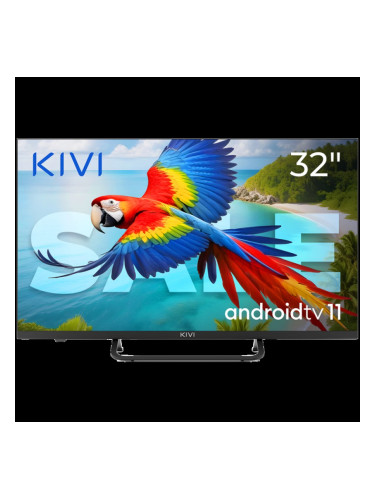 32", Black, HD 2k, Android TV 11, Black, 1920x1080, 60 Hz, AV1, Sound 2x8W, 26 kWh/1000h, Energy E, WiFi5G, BT5.1, 3xHDMI, 2xUSB, Blue Remote, Central stand, 24 months