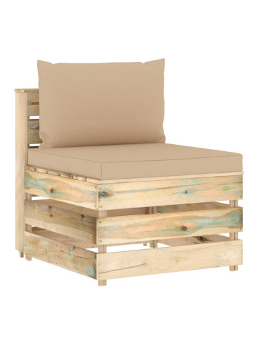 Sonata H Секционен среден диван с възглавници, зелено импрегнирано дърво