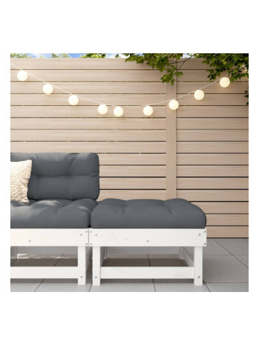 Sonata H Градинска табуретка с възглавница, бяла, борова дървесина масив