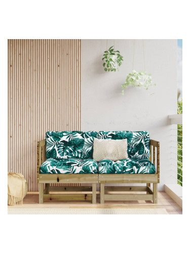 Sonata H Ъглови дивани с възглавници 2 бр сиви импрегнирано борово дърво