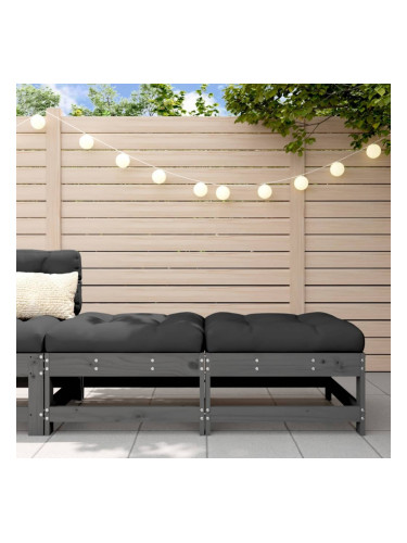 Sonata H Градински табуретки с възглавници 2 бр сиви борово дърво масив