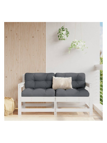 Sonata H Градински столове с възглавници, 2 бр, бели, бор масив