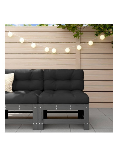 Sonata H Среден диван с възглавници, сив, борово дърво масив