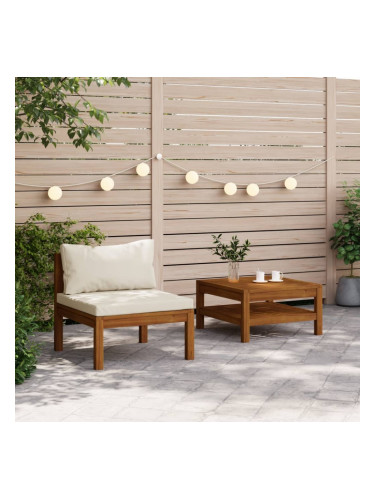 Sonata H Комплект диван 2 части с кремавобели възглавници акация масив