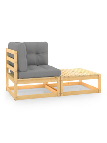 Sonata H Градински лаундж комплект, 2 части, с възглавници, бор масив