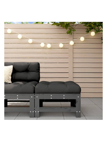 Sonata H Градинска табуретка с възглавница, сива, борова дървесина масив