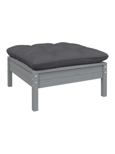 Sonata H Градинска табуретка с възглавница антрацит, сива, бор масив