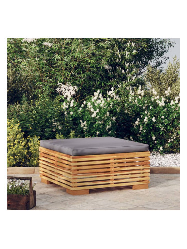 Sonata H Градинска табуретка с тъмносива възглавница, тиково дърво масив